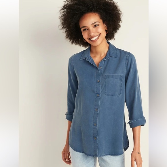 Old Navy Tops - Brand new with Tags Ladies‎ Old Navy Relaxed Tencel® Shirt Blue Size XL
